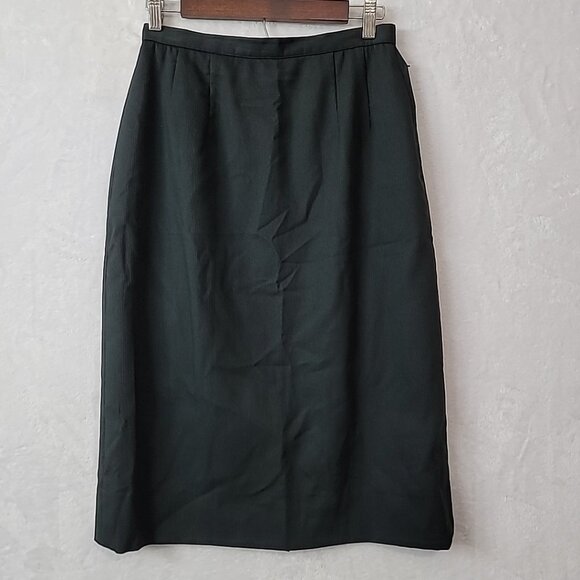 VTG Adele Simpson Ribbed Black Pencil Skirt Size 10 Side Zip Lined 100% Cotton - Picture 1 of 15